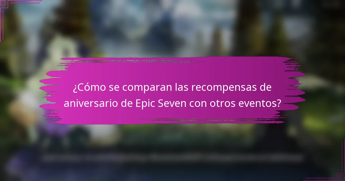 ¿Cómo se comparan las recompensas de aniversario de Epic Seven con otros eventos?