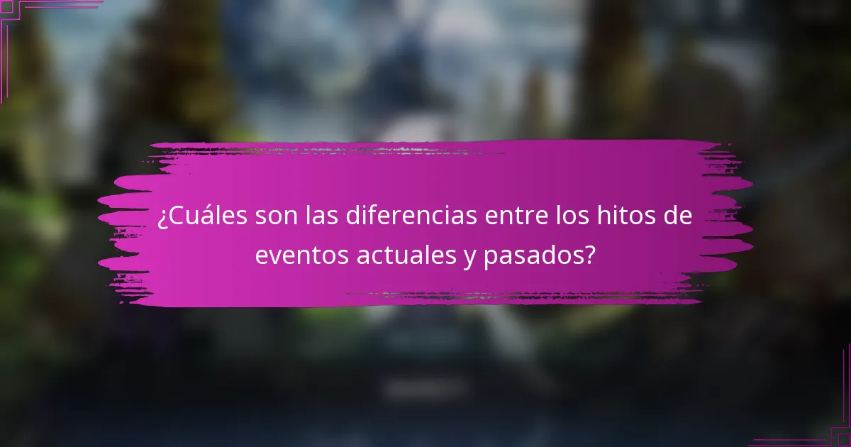 ¿Cuáles son las diferencias entre los hitos de eventos actuales y pasados?