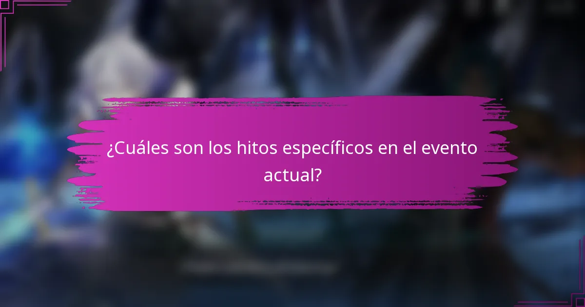 ¿Cuáles son los hitos específicos en el evento actual?