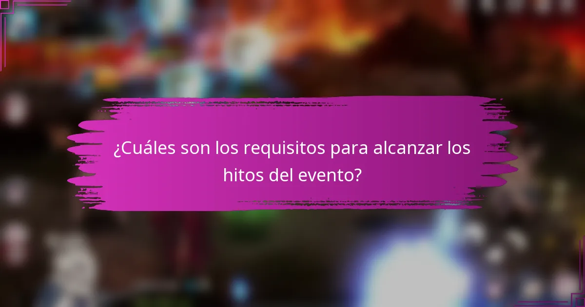 ¿Cuáles son los requisitos para alcanzar los hitos del evento?